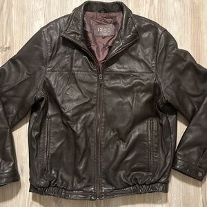 IZOD Men's Dark Brown Leather Jacket